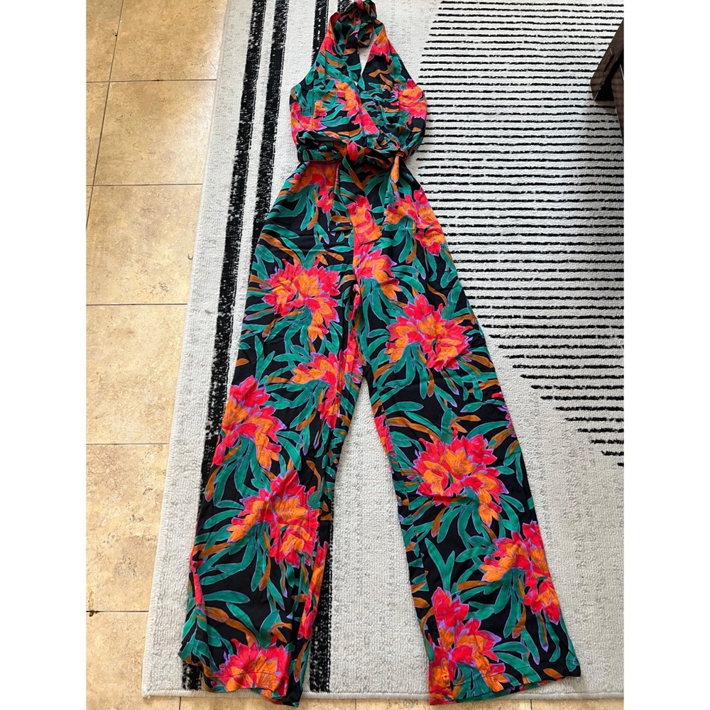 Mango Red and Green Tropical Jumpsuit